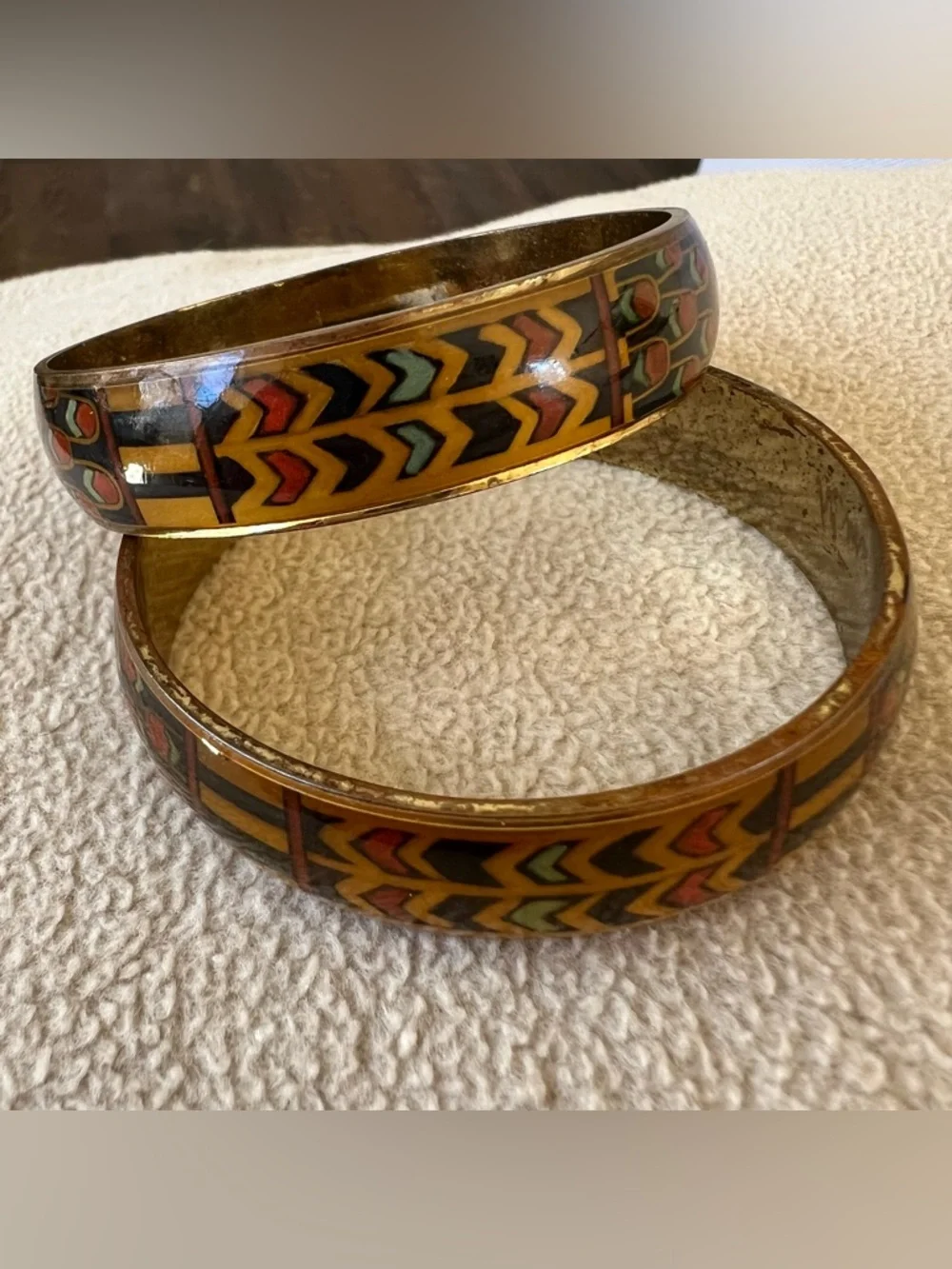 Set Two Bangle Bracelet in Mustard and Olive